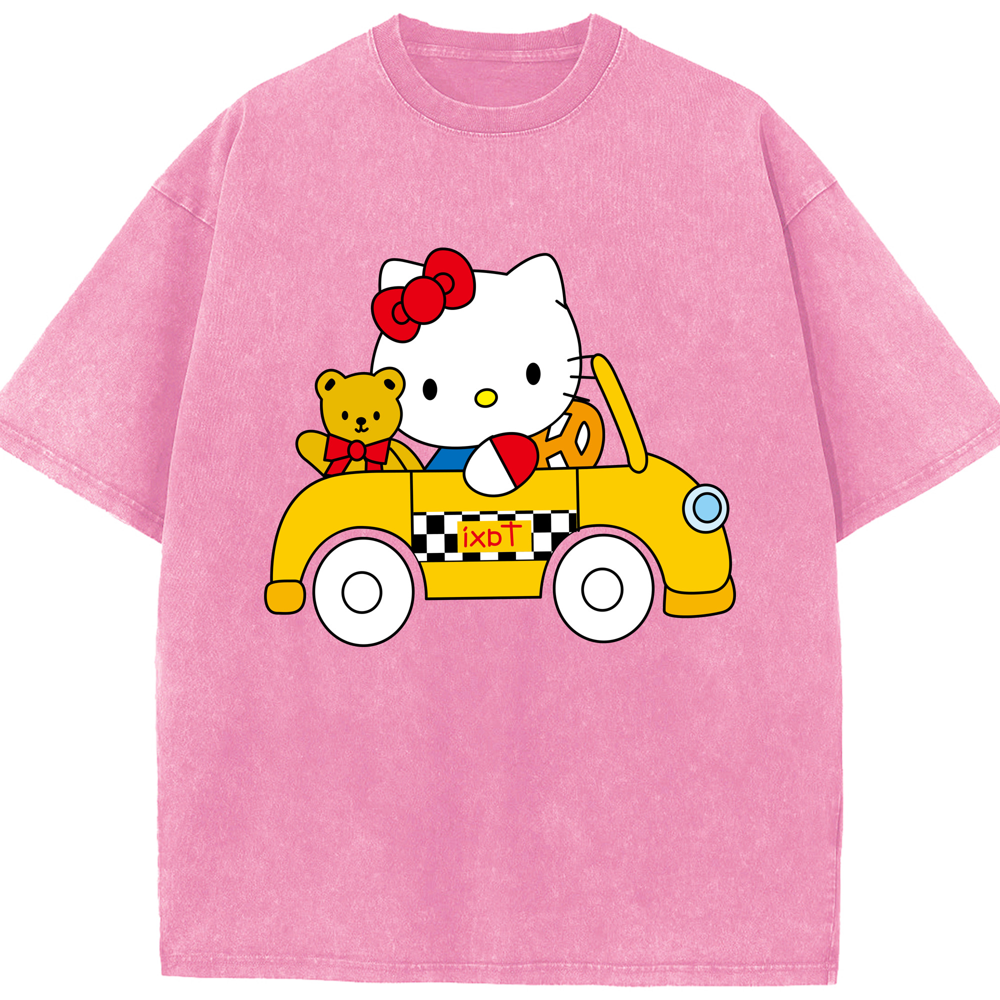 （画像用） Hello Kitty ハローキティ 綿100% ヴィンテージ風 半袖Tシャツ（フロントプリント）